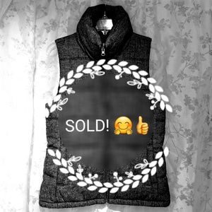 OLD NAVY💋Gray Tweed Puffer Vest Fleece lined Sz S